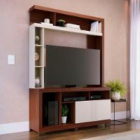 Estante Home Tv 50 Pol 2 Portas 137 Cm Elba Nogueira Real Off White Matte Colibri - 2