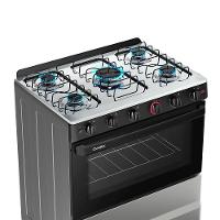 Fogão A Gás Mesa Inox Super Chama Limpa Fácil E Acendimento Automático Ideal Super F5IAI Inox 5 Bocas Bivolt