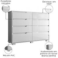 Comoda Georgia 8 Gavetas 147 Cm Branco