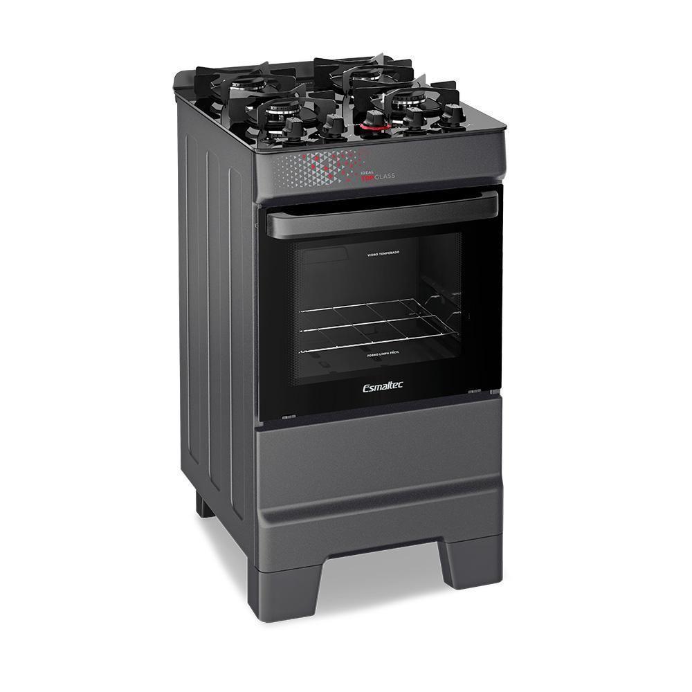 Fogão A Gás Mesa De Vidro Forno 50L Esmaltec Ideal Top Glass Titanium 4 Bocas Bivolt - 1