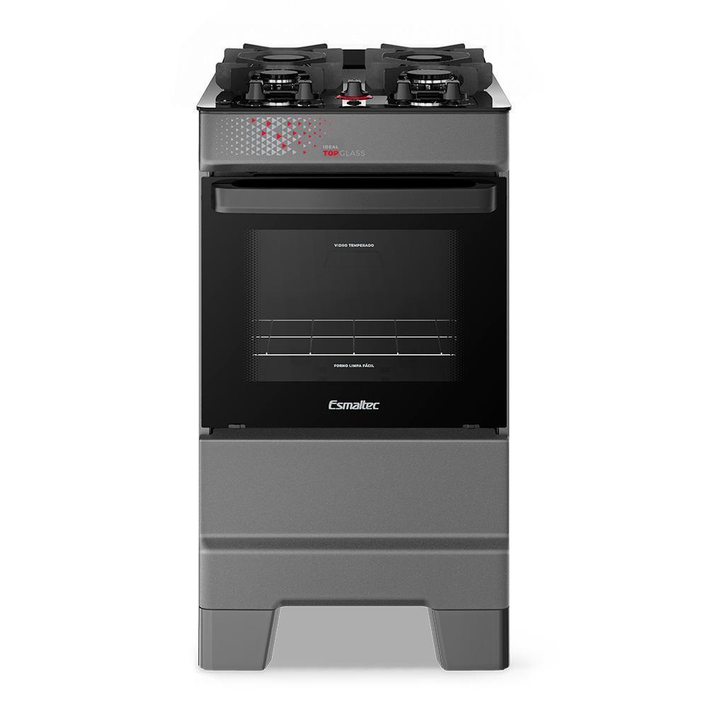 Fogão A Gás Mesa De Vidro Forno 50L Esmaltec Ideal Top Glass Titanium 4 Bocas Bivolt - 2
