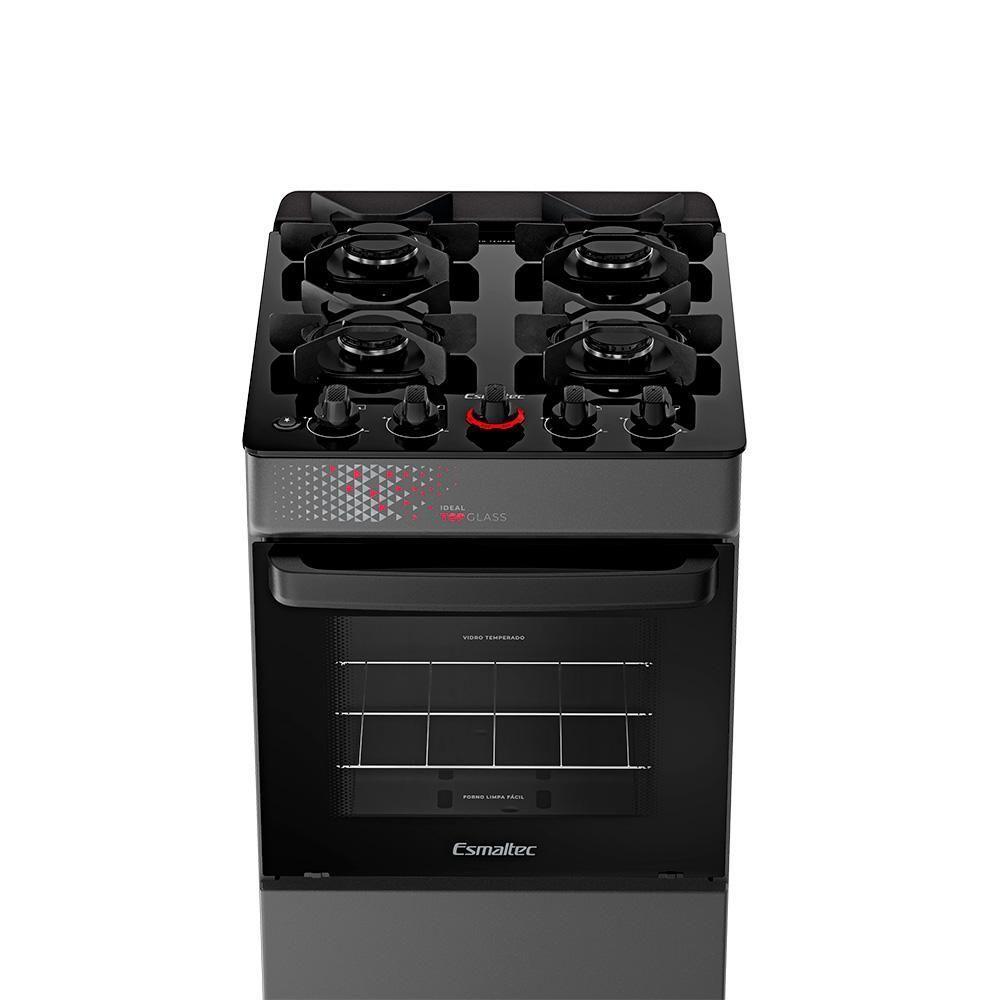 Fogão A Gás Mesa De Vidro Forno 50L Esmaltec Ideal Top Glass Titanium 4 Bocas Bivolt - 5