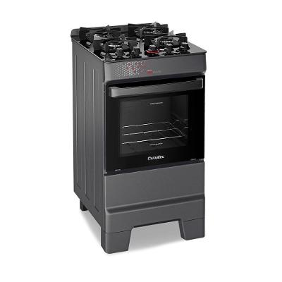 Fogão A Gás Mesa De Vidro Forno 50L Esmaltec Ideal Top Glass Titanium 4 Bocas Bivolt