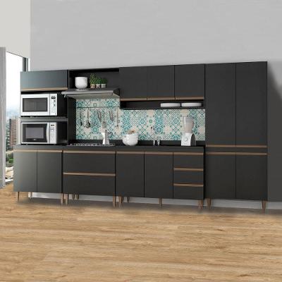 Armário Cozinha Modulado Sabrina 6 Peças Mdp Menu Móveis Preto