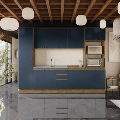 Cozinha Modulada Celeste Kappesberg 100% Mdf Nogueira-azul 300cm