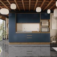 Cozinha Modulada Celeste Kappesberg 100% Mdf Nogueira-azul 300cm - 1