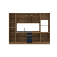 Cozinha Modulada Celeste Kappesberg 100% Mdf Nogueira-azul 300cm