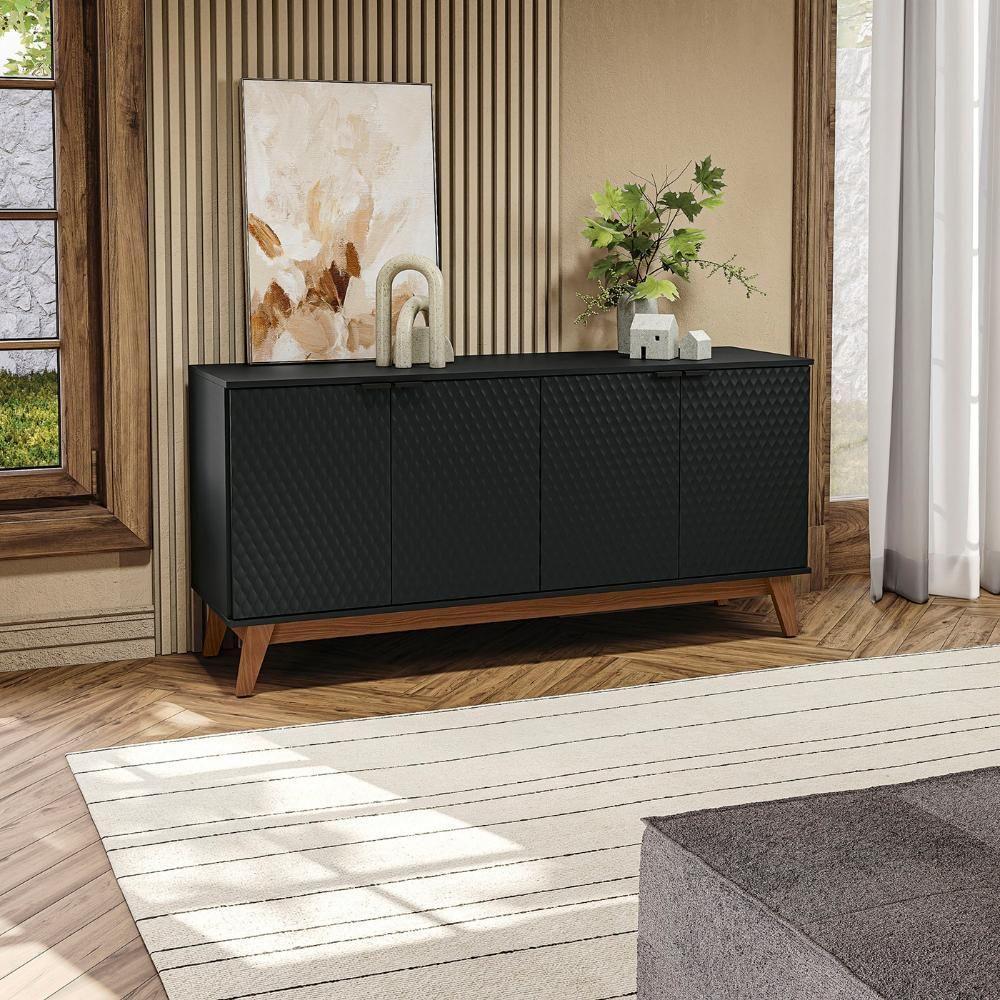 Aparador Kappesberg 4 Portas 3d Preto Fosco 180cm - 1