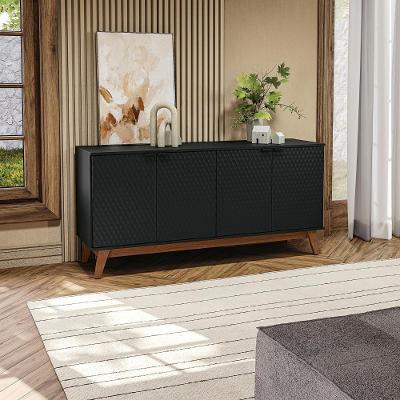 Aparador Kappesberg 4 Portas 3d Preto Fosco 180cm