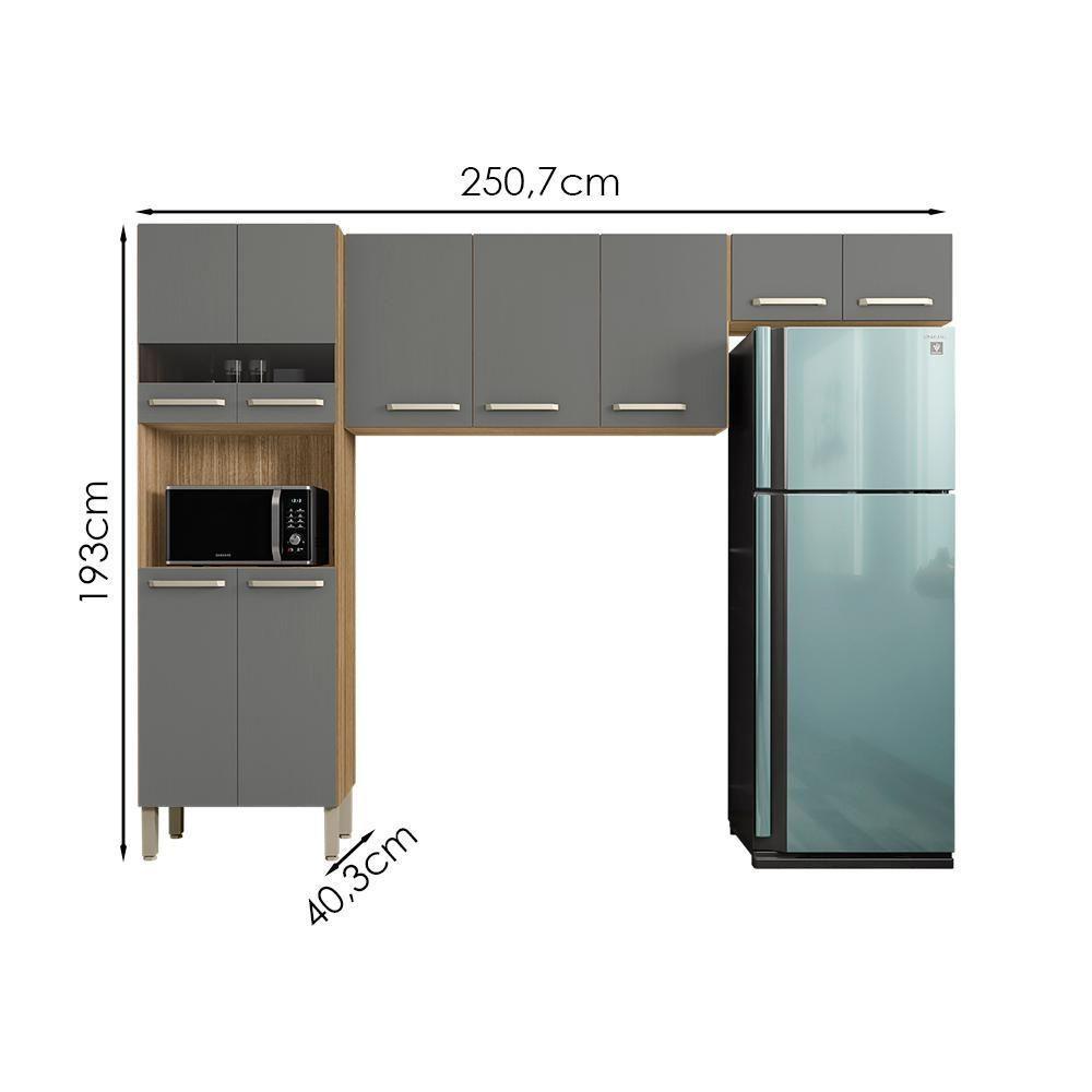 Cozinha 3 Pecas Versalhes 251 Cm Freijo Gris Ktp Freijo Gris - 3