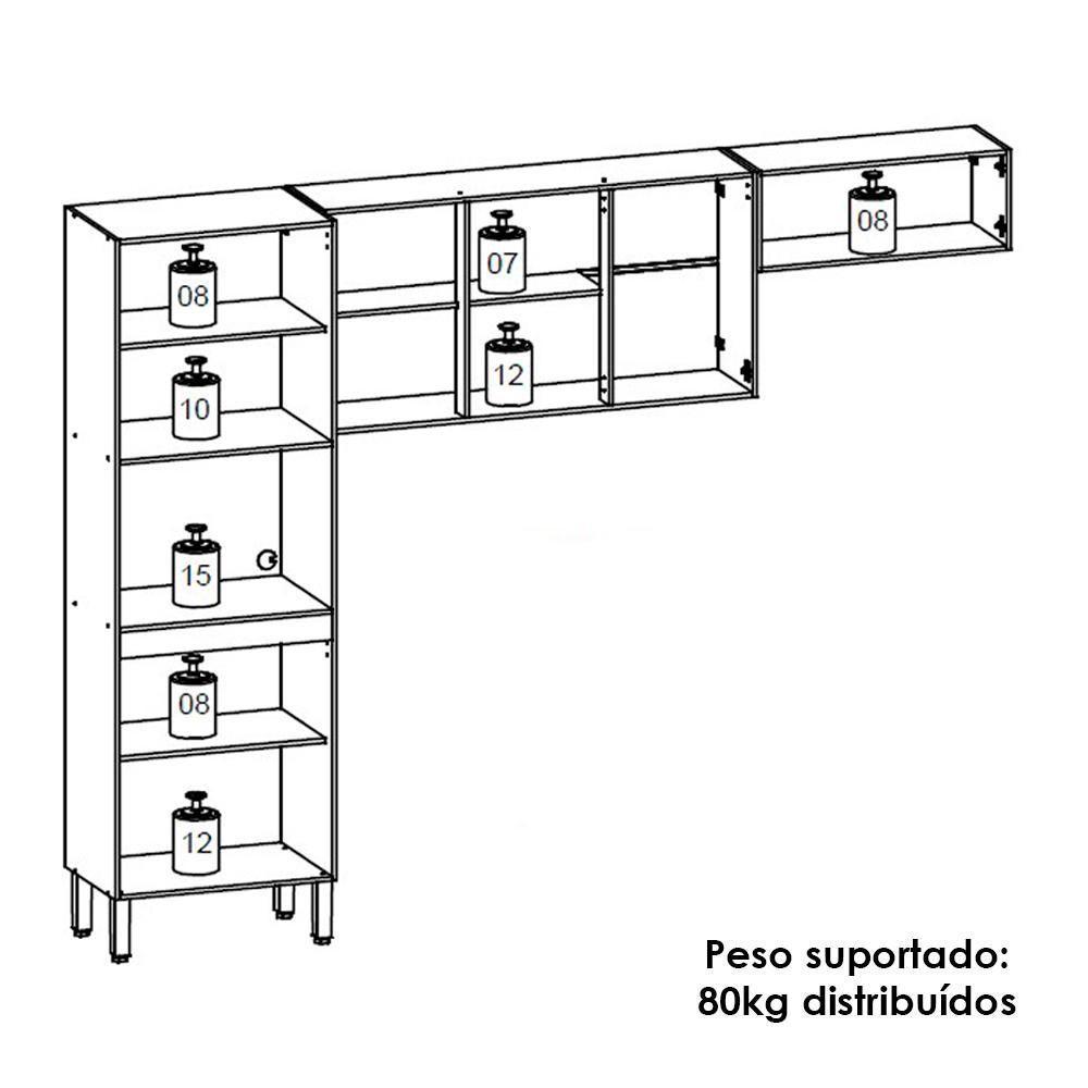 Cozinha 3 Pecas Versalhes 251 Cm Freijo Gris Ktp Freijo Gris - 4