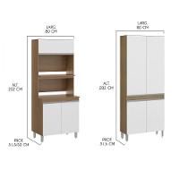 Armário De Cozinha Modulada 360x202cm 6 Pçs Mdp Menu Móveis Branco