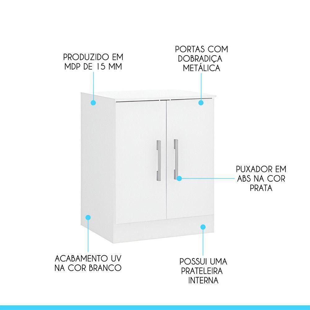 Armário Multiuso Pequeno 60x76cm 0723 Menu Móveis Branco - 5