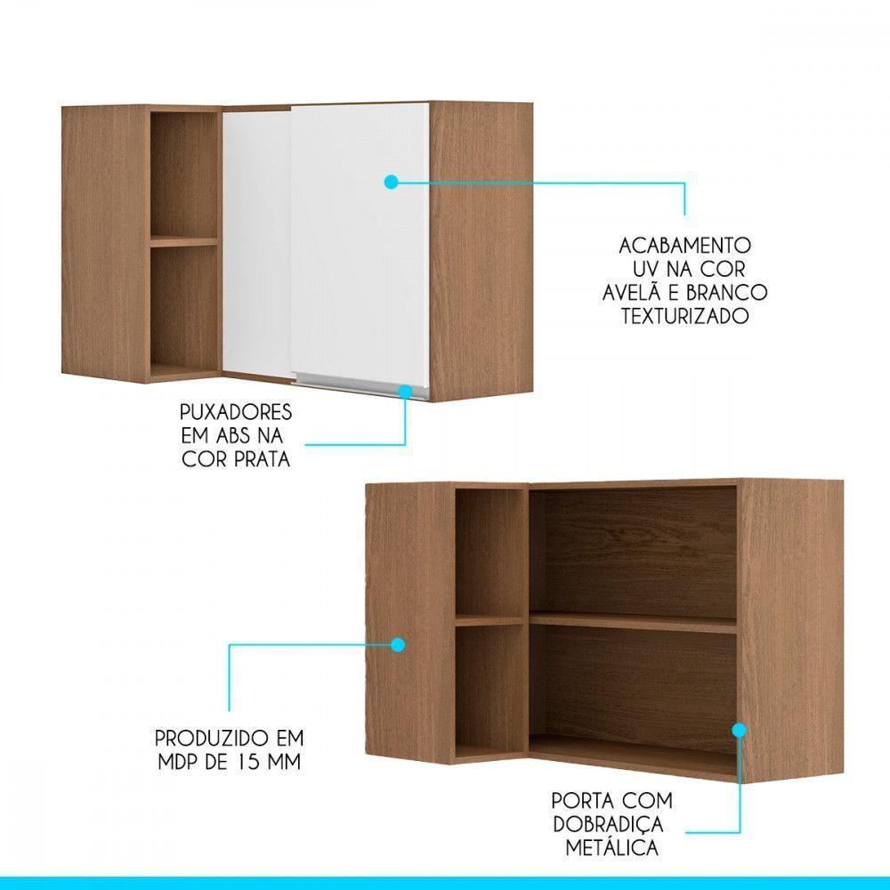 Armário Aéreo P- Cozinha 94x60cm 1 Porta Mdp Menu Móveis Branco - 3