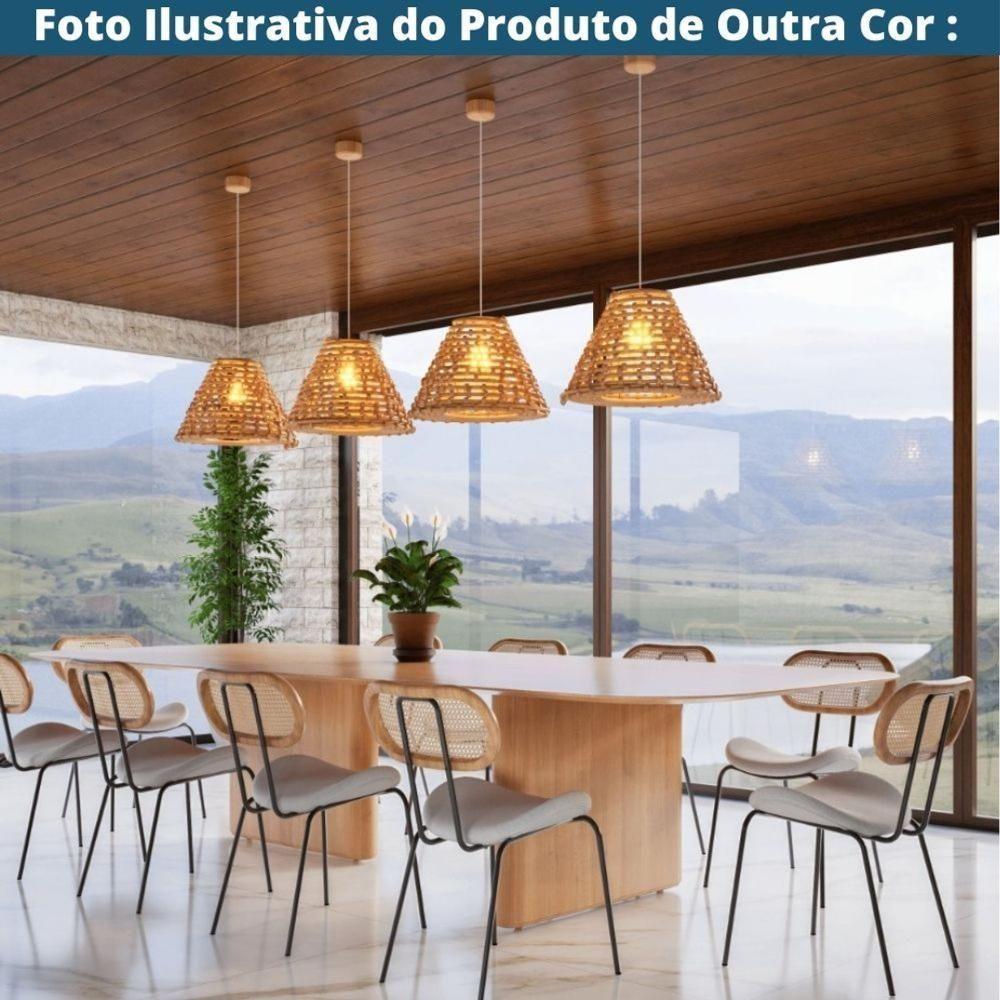 Kit 4 Cadeiras Toscana Fratini Est. Aço Champagne Encosto Madeira Tela Rattan Assento Tecido Cinza - 8