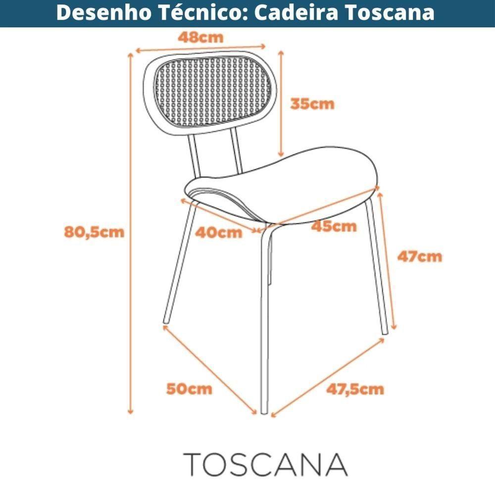 Kit 4 Cadeiras Toscana Fratini Est. Aço Champagne Encosto Madeira Tela Rattan Assento Tecido Cinza - 9