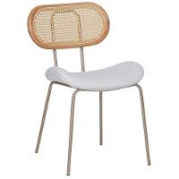 Kit 4 Cadeiras Toscana Fratini Est. Aço Champagne Encosto Madeira Tela Rattan Assento Tecido Cinza - 2