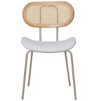 Kit 4 Cadeiras Toscana Fratini Est. Aço Champagne Encosto Madeira Tela Rattan Assento Tecido Cinza - 3