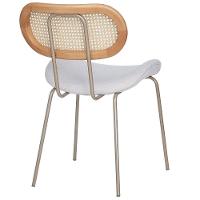 Kit 4 Cadeiras Toscana Fratini Est. Aço Champagne Encosto Madeira Tela Rattan Assento Tecido Cinza - 5