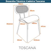 Kit 4 Cadeiras Toscana Fratini Est. Aço Champagne Encosto Madeira Tela Rattan Assento Tecido Cinza - 9