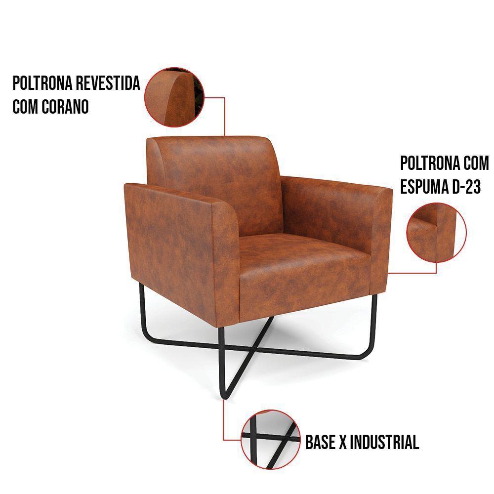 Kit 2 Poltronas Base X Industrial Preto Marisa Corano Nozes - 4