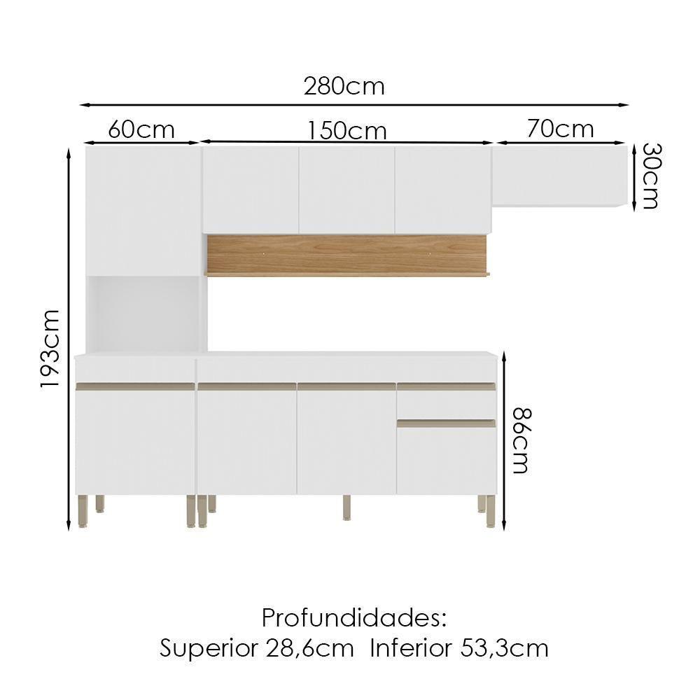 Cozinha Modulada 4 Pecas Com Balcao Tampo Line Supremo Cp Freijo Ktp - 3