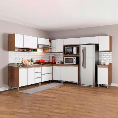 Cozinha Canto Armário Aéreo Balcão Sabrina 10pçs Menu Móveis Branco Avelã