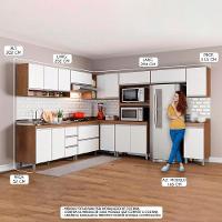 Cozinha Canto Armário Aéreo Balcão Sabrina 10pçs Menu Móveis Branco Avelã - 2