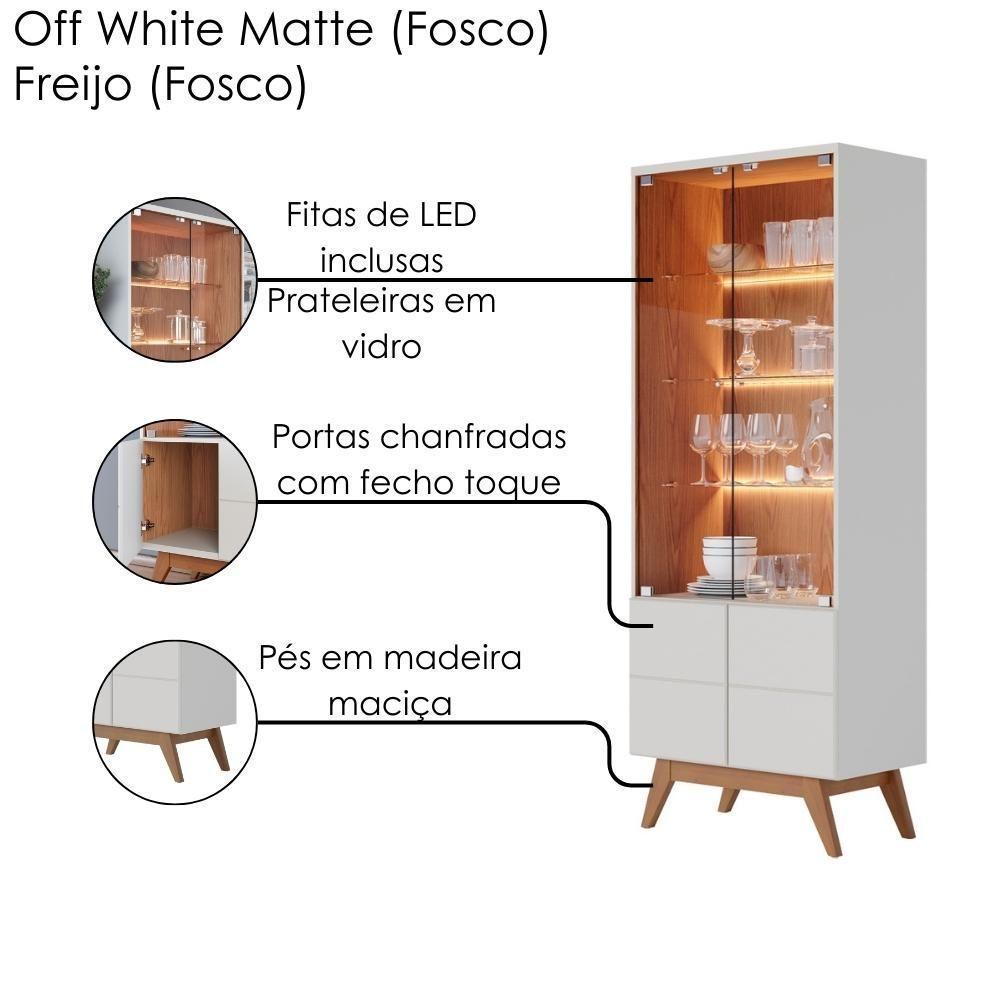 Cristaleira E Balcão Buffet Noronha Off White Matte Freijo Colibri - 6