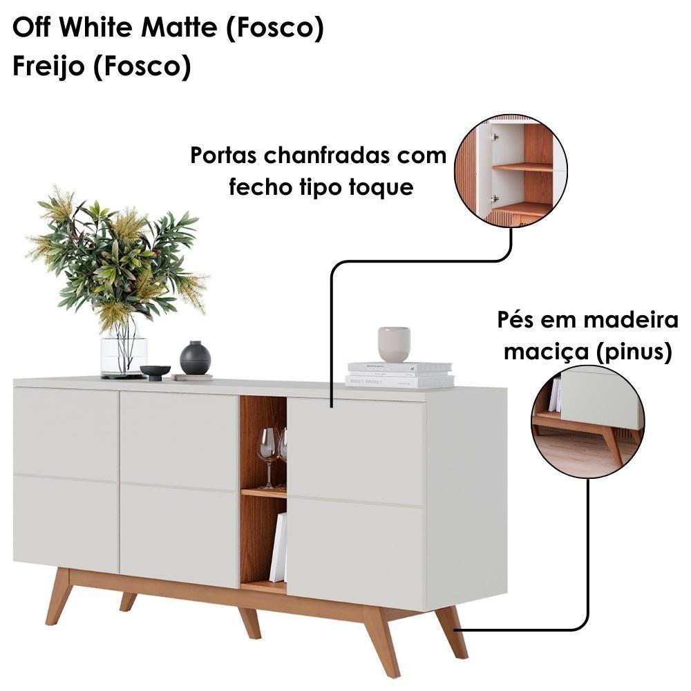 Cristaleira E Balcão Buffet Noronha Off White Matte Freijo Colibri - 7