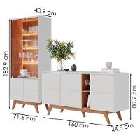 Cristaleira E Balcão Buffet Noronha Off White Matte Freijo Colibri - 3