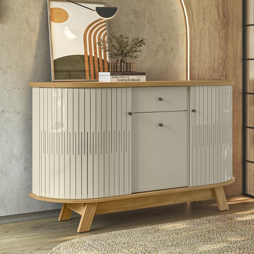 Buffet Aparador 3 Portas 136 Cm Monza Cumaru Opala Madetec Cumaru Opala - 7