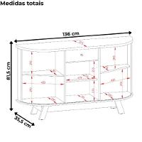 Buffet Aparador 3 Portas 136 Cm Monza Cumaru Opala Madetec Cumaru Opala - 3