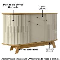 Buffet Aparador 3 Portas 136 Cm Monza Cumaru Opala Madetec Cumaru Opala - 6