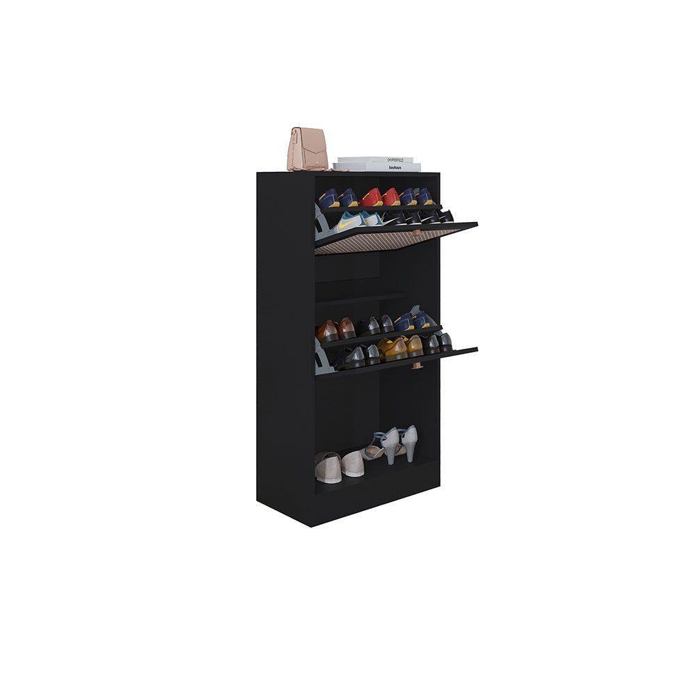 Kit 2 Sapateiras Tropical 2 Portas Multiuso Vertical Poquema Preto - 4