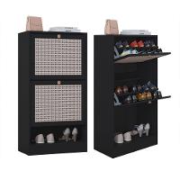 Kit 2 Sapateiras Tropical 2 Portas Multiuso Vertical Poquema Preto - 1