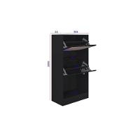 Kit 2 Sapateiras Tropical 2 Portas Multiuso Vertical Poquema Preto - 3