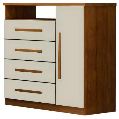 Cômoda Diamante Cinamomo Off White1 Porta 4 Gavetas Leifer Móveis