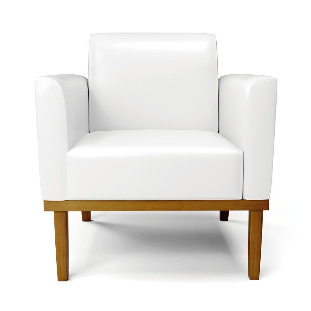 Kit 2 Poltronas Base De Madeira Fixa Castanho Marisa Corano Branco - 5