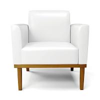 Kit 2 Poltronas Base De Madeira Fixa Castanho Marisa Corano Branco - 5