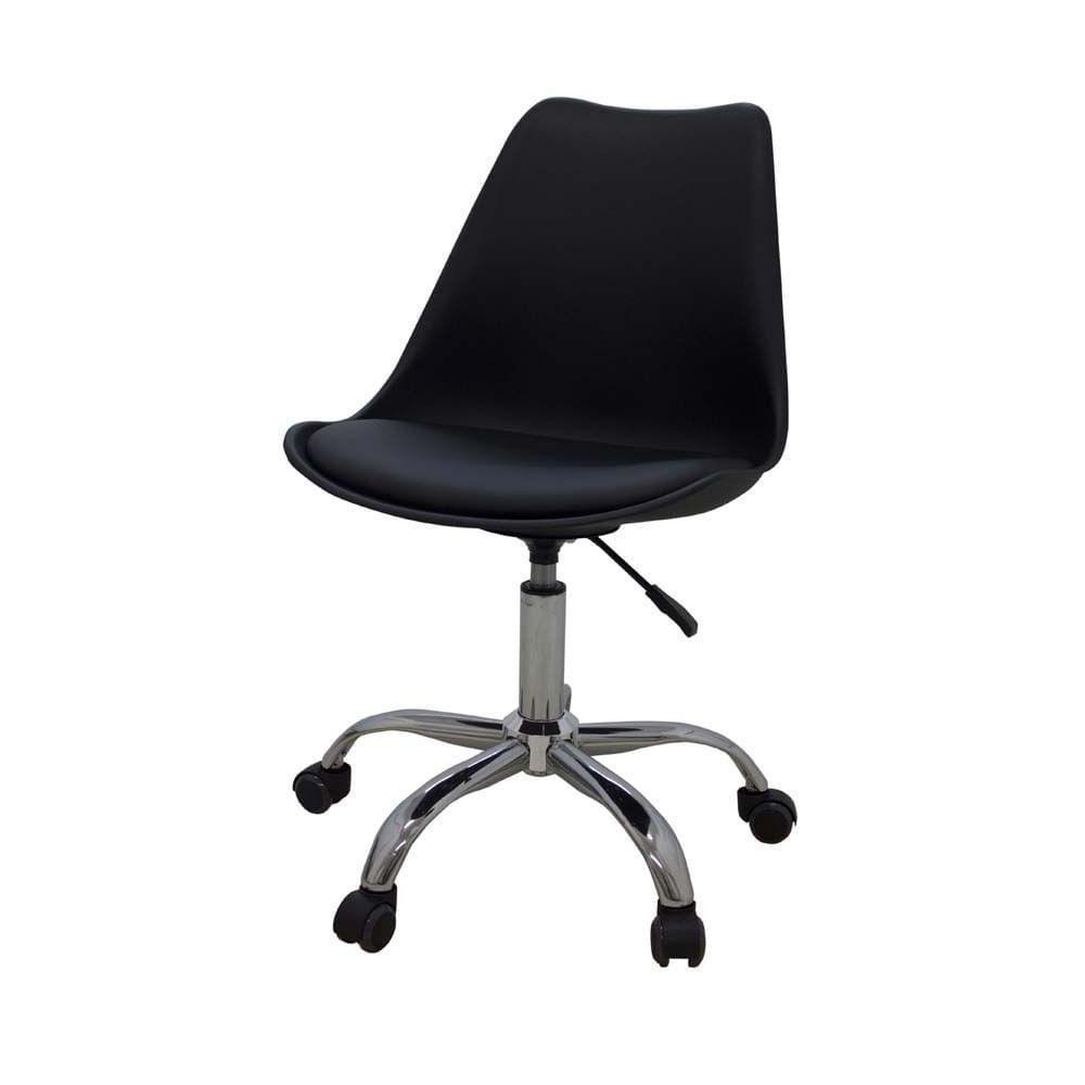 Kit 2 Cadeiras Giratórias Office Luísa Rivatti Assento Pp Preto Base Rodízio Cromado - 2