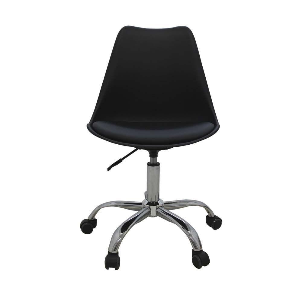 Kit 2 Cadeiras Giratórias Office Luísa Rivatti Assento Pp Preto Base Rodízio Cromado - 3