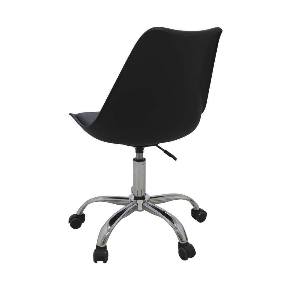 Kit 2 Cadeiras Giratórias Office Luísa Rivatti Assento Pp Preto Base Rodízio Cromado - 5