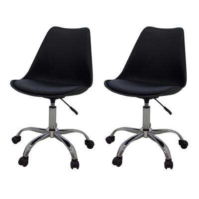 Kit 2 Cadeiras Giratórias Office Luísa Rivatti Assento Pp Preto Base Rodízio Cromado