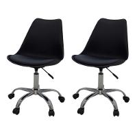 Kit 2 Cadeiras Giratórias Office Luísa Rivatti Assento Pp Preto Base Rodízio Cromado - 1