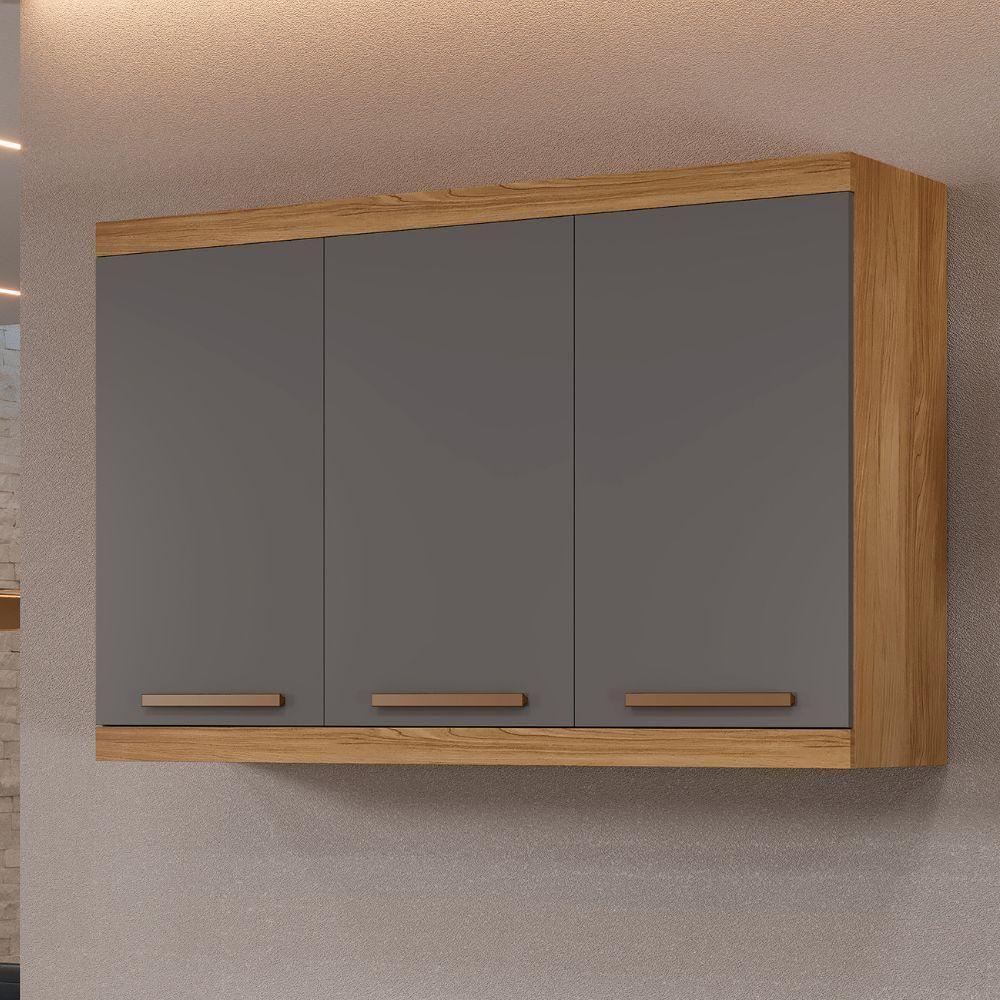 Armário Aéreo Talismã 3 Portas Cinamomo Grafite Arte Móveis - 2