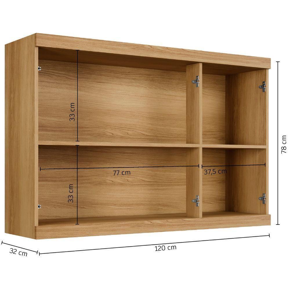 Armário Aéreo Talismã 3 Portas Cinamomo Grafite Arte Móveis - 3