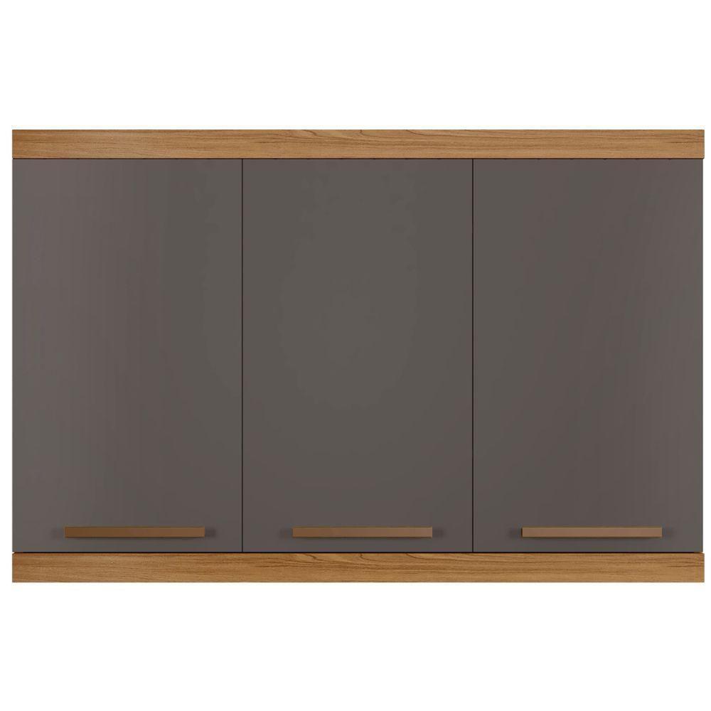 Armário Aéreo Talismã 3 Portas Cinamomo Grafite Arte Móveis - 5