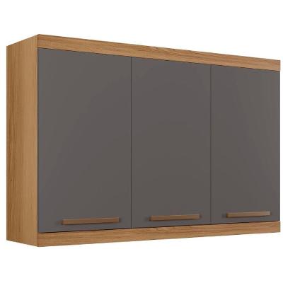 Armário Aéreo Talismã 3 Portas Cinamomo Grafite Arte Móveis