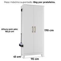 Armario Multiuso Jade 2 Portas 170x70 Cm Branco - 3